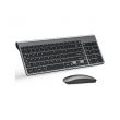 Wireless Keyboard and Mouse Ultra Slim Combo, 2.4G Silent Compact USB Mouse and Scissor Switch Keyboard Set with Cover, 2 AA and 2 AAA Batteries, for PC/Laptop/Windows/Mac - Gray Black