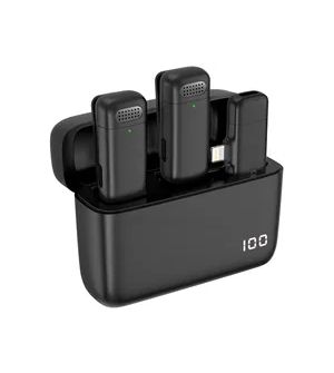 2in1 Wireless Lavalier Microphone For iPhone Android Phone Camera Audio Video 2 Clip-on Microphones For YouTube TikTok Live