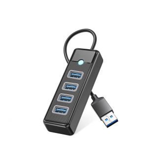 4-Port USB HUB 3.0, USB Splitter for Laptop with 0.5ft Cable, Multi USB Port Expander, Fast Data Transfer Compatible with Mac OS 10.X and Above, Linux, Android-Black